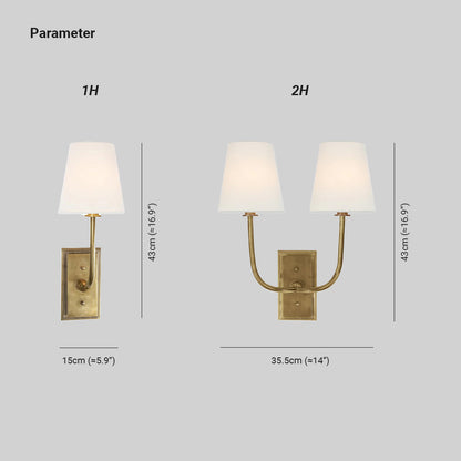 Fabric Shade Sconce Light with Brass Arm for Bedroom Reading & Hallway Accent | E12 Socket, Warm Ambient Glow, Space-Saving Install