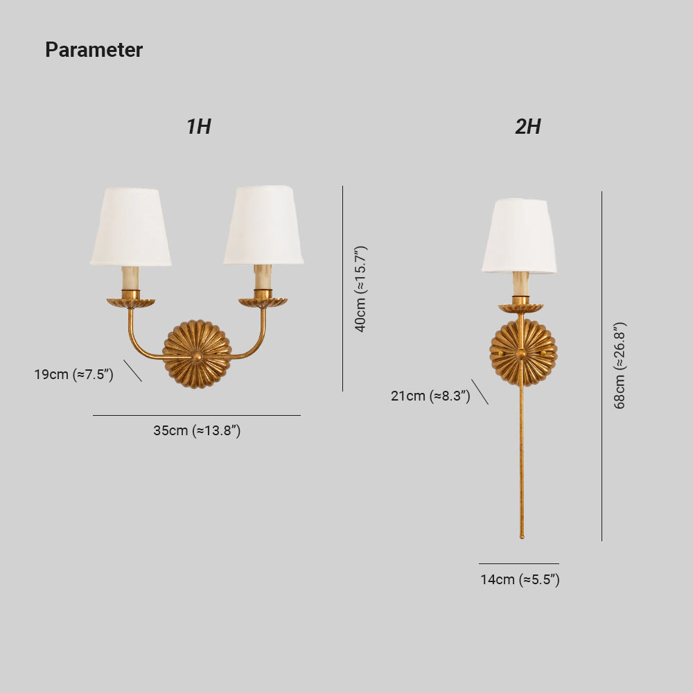 Indoor Sconce Antique Gold Metal with Cloth Shade 15W E12 E14 Base for Bedside Reading Nook Corridor Accent Hardwired 110-120V Residential F
