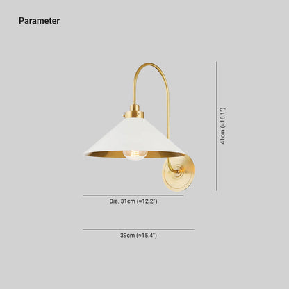 Hardwired Metal Wall Sconce with Downward Cone Shade E26 E27 Socket for Hallway Bedroom Living Room Indoor Lighting Fixture
