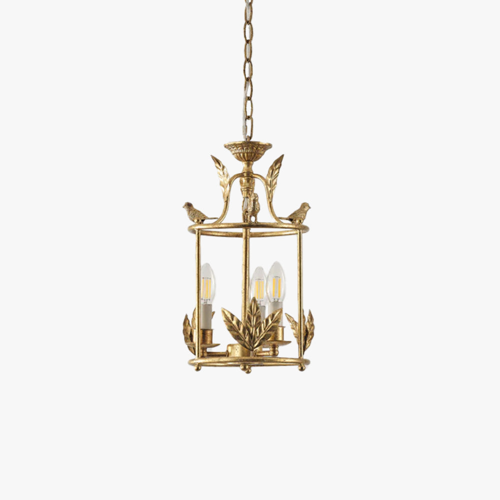 Metal Lantern Ceiling Light 10-Inch Hanging Fixture with Bird Motif for Dining Room Entryway Vintage-Style Chain Suspension