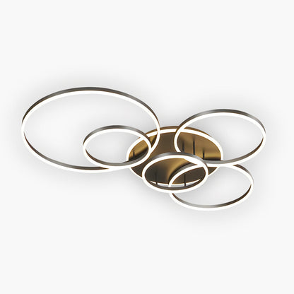 LED Ring Chandelier 45 in Aluminum Fixture Warm White Dimmable for Bedroom Living Room Dining Room Modern Flush Mount Multi-Ring Integrated
