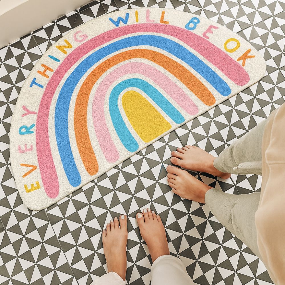 Radiant Half-Moon Bath Mat - Soft Microfiber, Non-Slip, Colorful Design