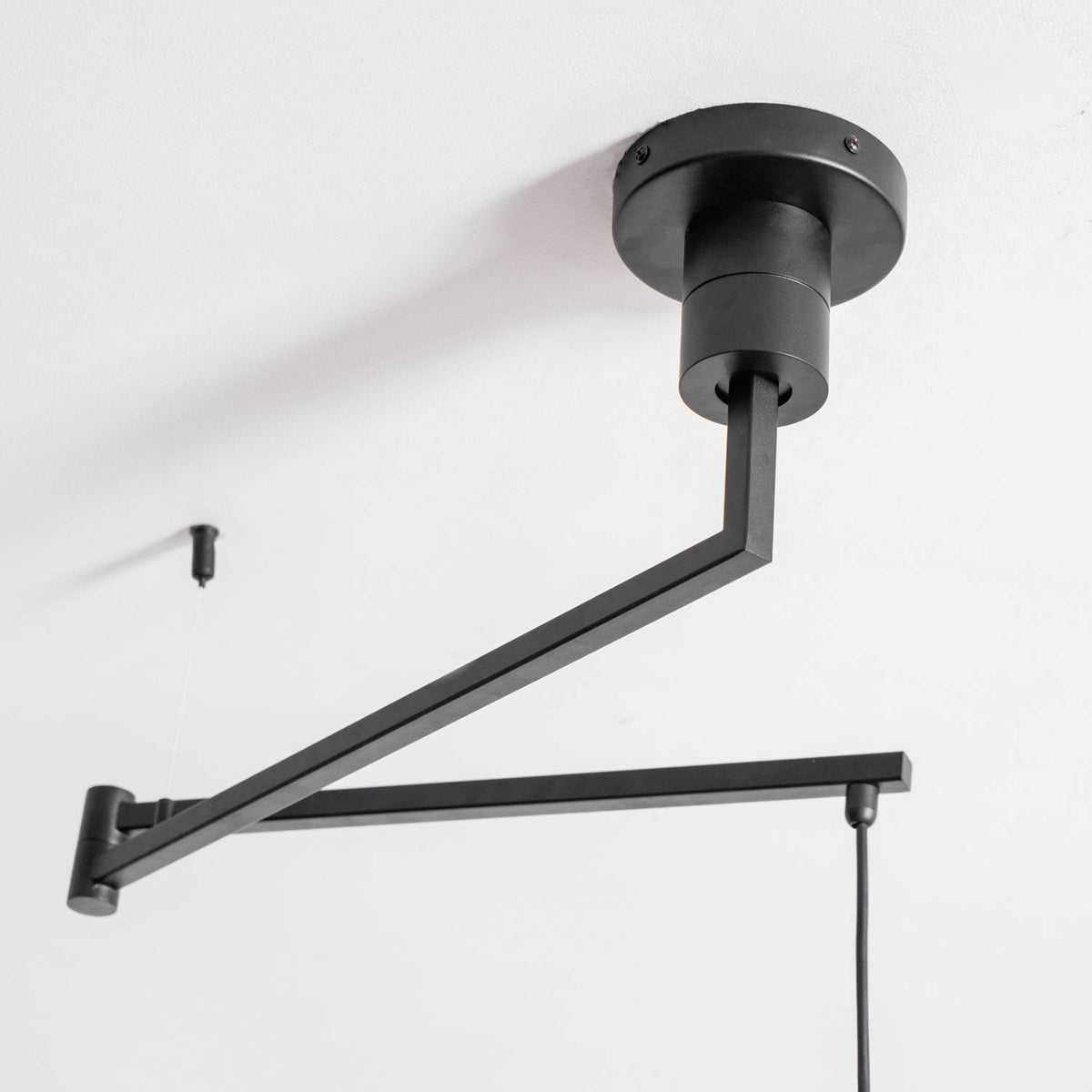 Swing Arm Ceiling Fixture with Layered Wood & Metal Shade – 16 in Diameter – Adjustable for Dining Room Kitchen Island Workspace – E26 Socke