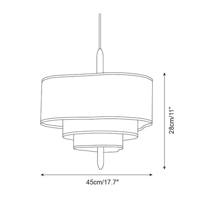Layered Fabric Chandelier with Wood Accent 3-Light Adjustable Hanging Fixture for Dining Tables & Kitchens Modern Ambient Ceiling Light