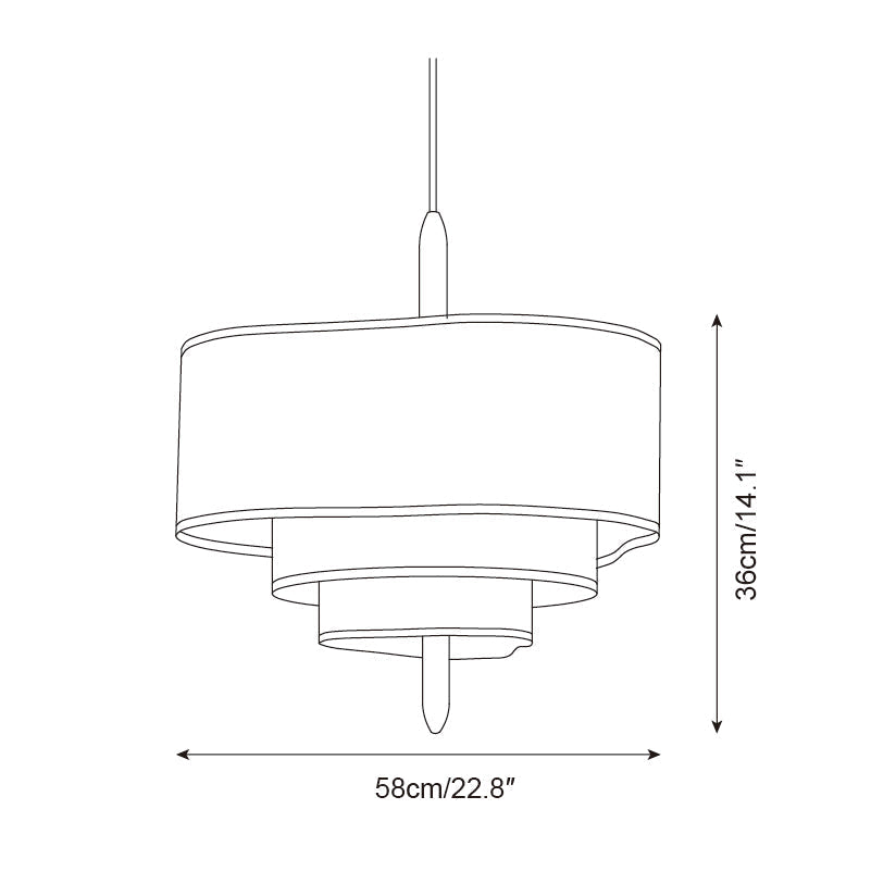 Layered Fabric Chandelier with Wood Accent 3-Light Adjustable Hanging Fixture for Dining Tables & Kitchens Modern Ambient Ceiling Light