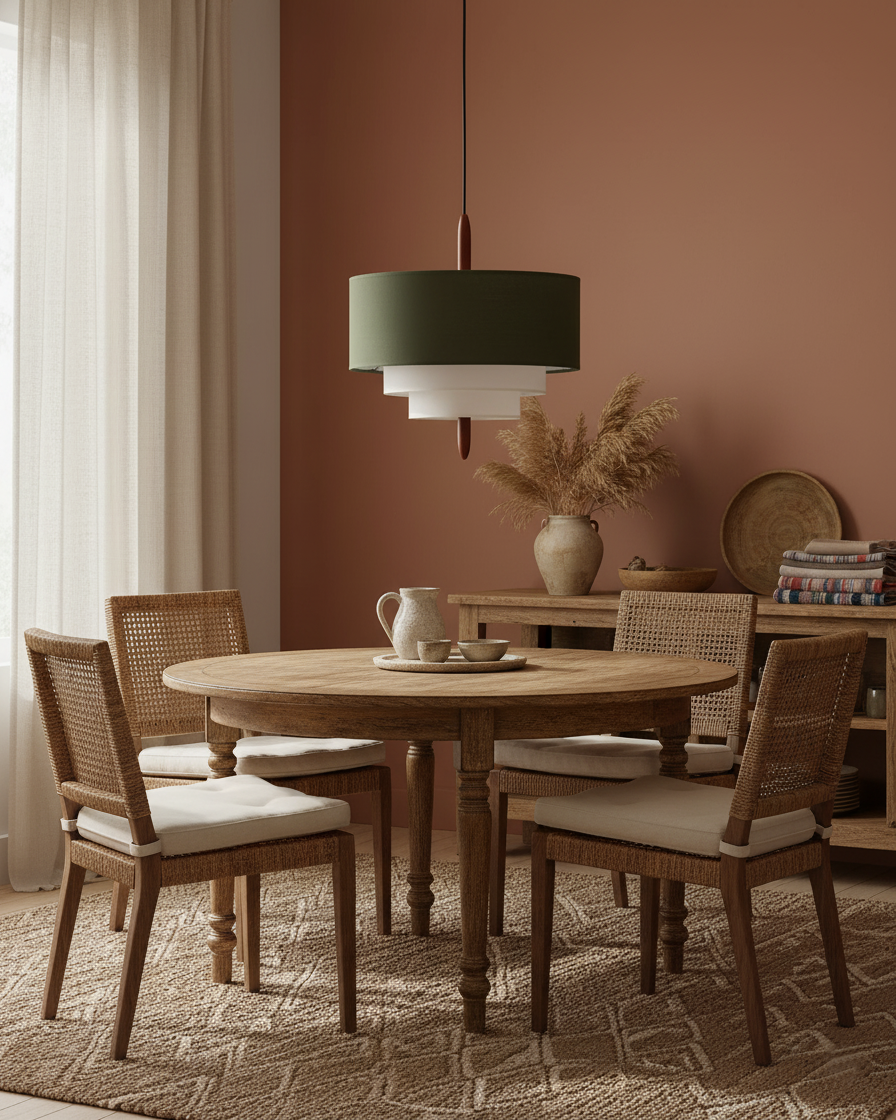 Layered Fabric Chandelier with Wood Accent 3-Light Adjustable Hanging Fixture for Dining Tables & Kitchens Modern Ambient Ceiling Light
