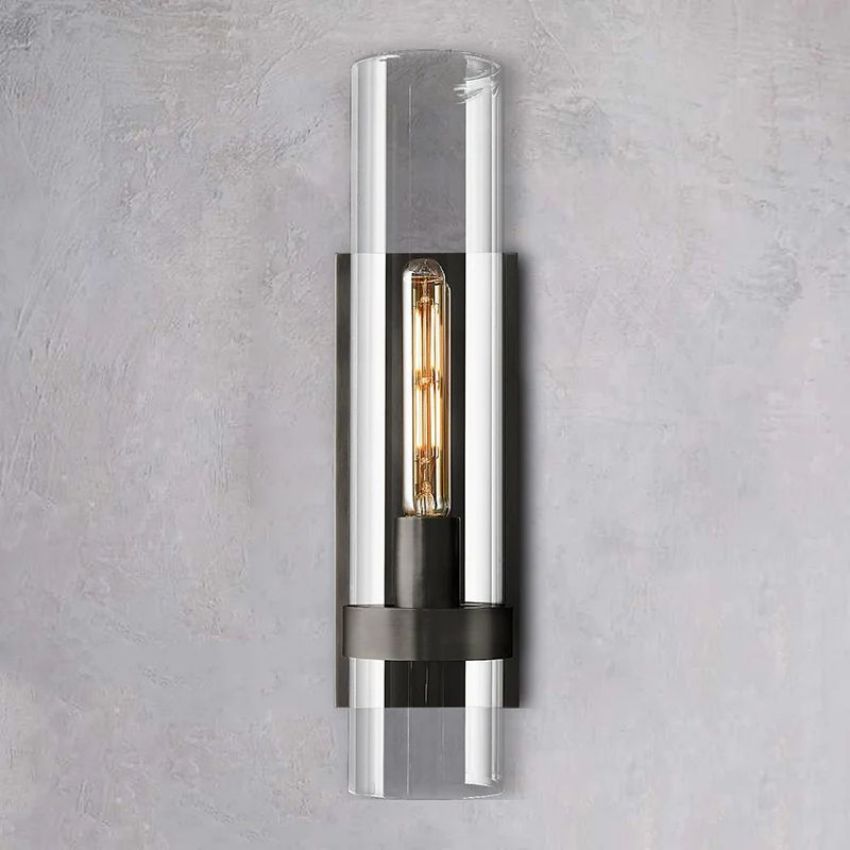Handblown Glass Wall Sconce with Solid Brass Frame – Elegant Single-Light Fixture for Living Room, Bedroom, Hallway & Entryway Lighting