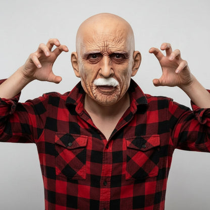 Realistic Old Face Mask | Full Head Coverage with Lifelike Beard | Perfect for Halloween Costume Parties