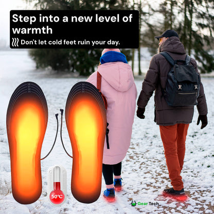 Rechargeable Heated Insoles – USB Battery-Powered Thermal Shoe Inserts for Winter, Skiing, Hiking & Outdoor Work