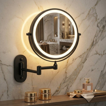 Rechargeable LED Vanity Mirror with 3 Light Tones & 360° Rotation for Flawless Makeup Application