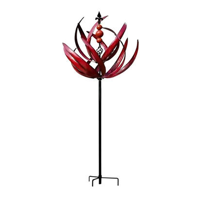 Rotating Metal Wind Spinner Garden Stake with Reflective Spiral Design for Outdoor Yard Decor | Colorful Solar Light Catcher Kinetic