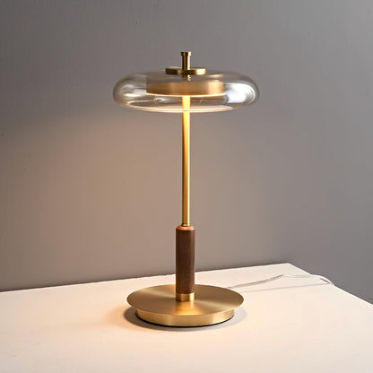 Amber Glass Bedside Lamp with Brass Base 8.6 in Diameter Warm Glow 7W LED Lighting Nightstand Accent for Bedroom Office Contemporary Decorat