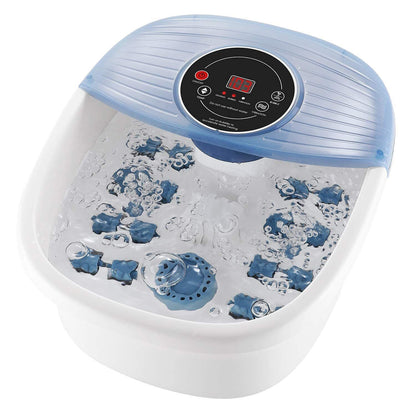 Relaxing Foot Spa Bath Massager with Heat, Vibrating Foot Massager with Bubbles and Rollers, Portable Foot Spa for Home