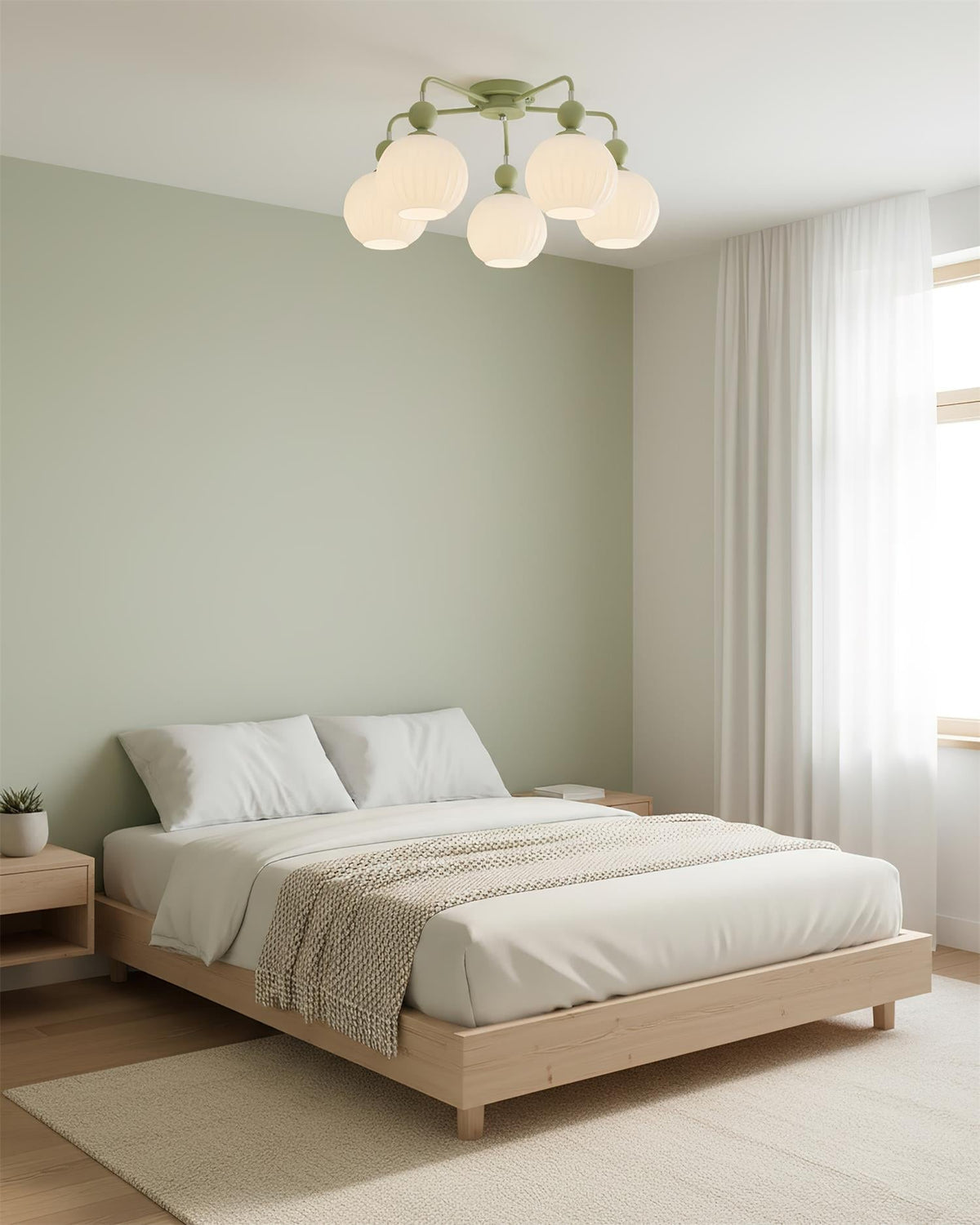 Multi-Head Glass Pendant Light Green Pumpkin Shade for Dining Room Living Space Kitchen Island Overhead Fixture Dimmable E26 Modern Chandeli