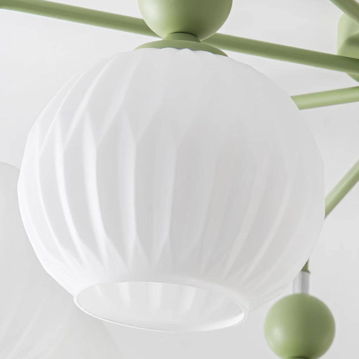 Multi-Head Glass Pendant Light Green Pumpkin Shade for Dining Room Living Space Kitchen Island Overhead Fixture Dimmable E26 Modern Chandeli