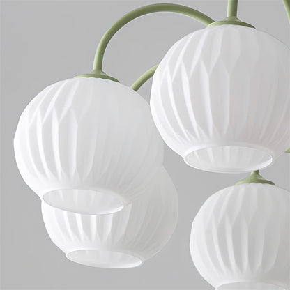 Ribbed Glass Dome Pendant Fixture 26-33 inches Multi-Head Overhead Lighting for Kitchen Dining & Living Areas Adjustable Drop