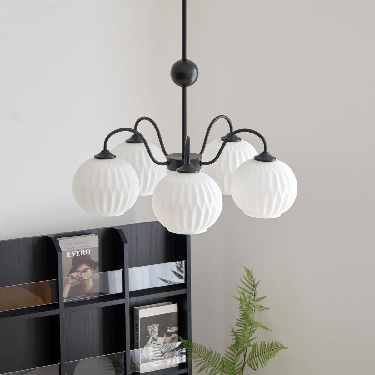Ribbed Glass Dome Pendant Fixture 26-33 inches Multi-Head Overhead Lighting for Kitchen Dining & Living Areas Adjustable Drop