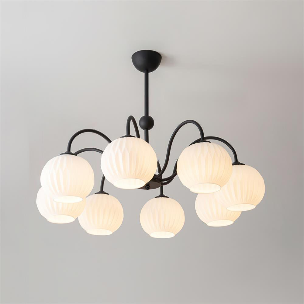 Ribbed Glass Dome Pendant Fixture 26-33 inches Multi-Head Overhead Lighting for Kitchen Dining & Living Areas Adjustable Drop
