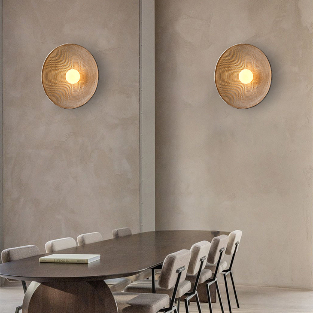 Sconce Light with Glass Globe and Wood Base for Bedrooms, Hallways, Living Rooms – 10.6 in Round Ambient Fixture – Scandinavian Minimalist J