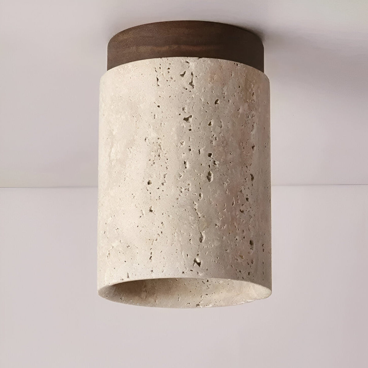 Flush Mount Stone Ceiling Light 4.3 Inch Beige Round Fixture Low Profile Bedroom Hallway Kitchen Entryway Soft Ambient Glow E27 Socket Natur