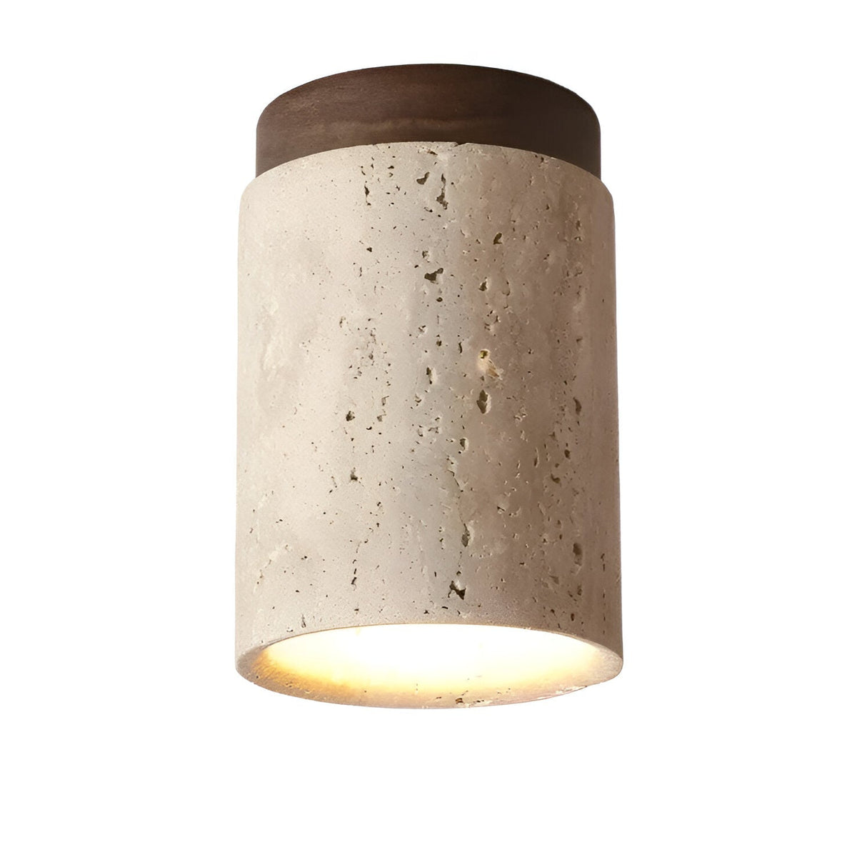 Flush Mount Stone Ceiling Light 4.3 Inch Beige Round Fixture Low Profile Bedroom Hallway Kitchen Entryway Soft Ambient Glow E27 Socket Natur