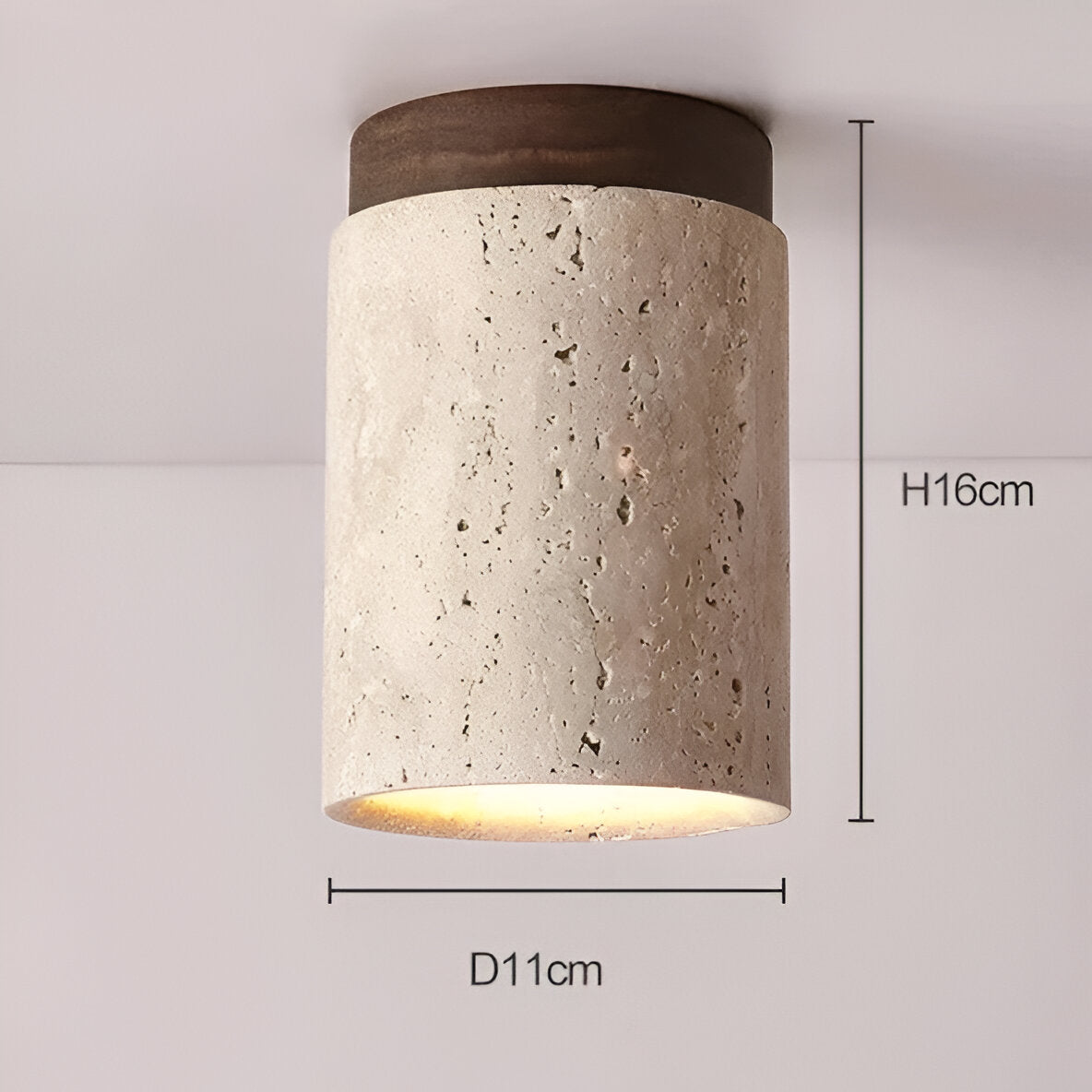 Flush Mount Stone Ceiling Light 4.3 Inch Beige Round Fixture Low Profile Bedroom Hallway Kitchen Entryway Soft Ambient Glow E27 Socket Natur