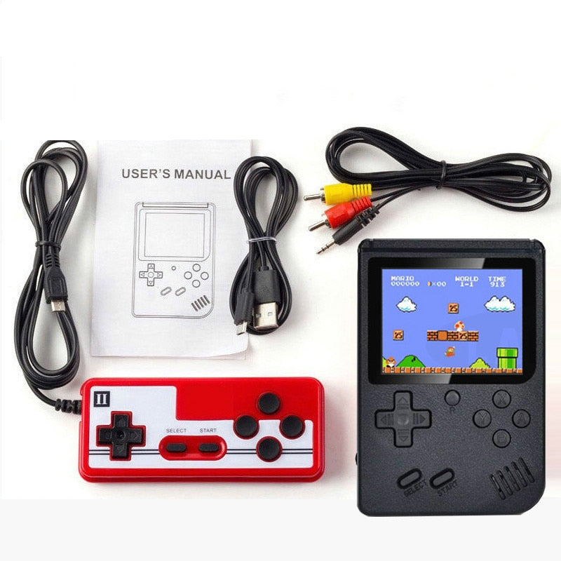 Handheld Game System with Preloaded Library — Pocket Arcade Device with TV Hook-Up & Rechargeable Power for Throwback Fun