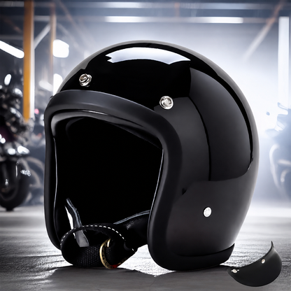 Moto Helmet Retro Low Profile, Full Face Helmet with DOT and ECE Certification, Open Face and Chopper Style Biker Helmet
