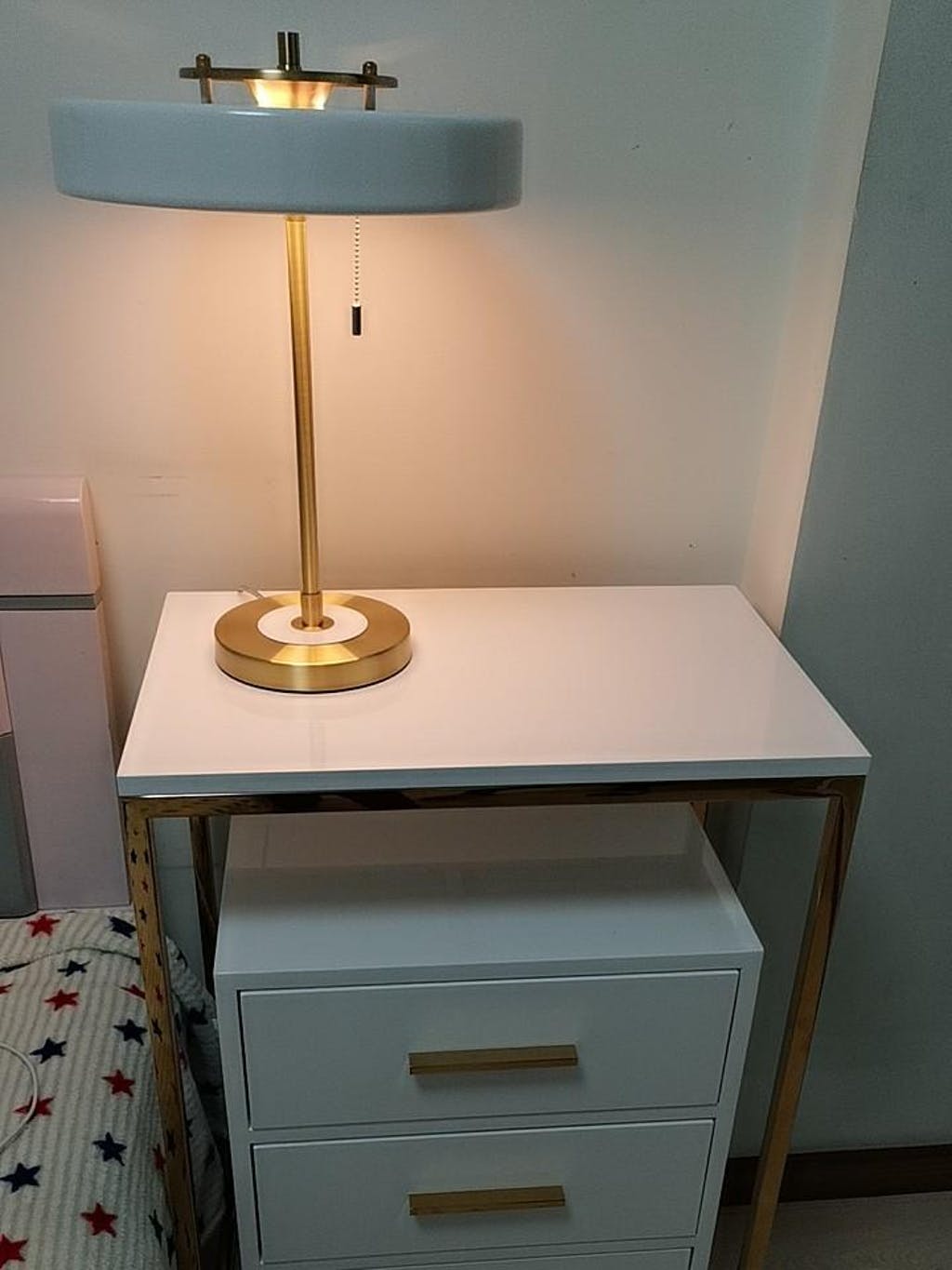 Bedside Reading Lamp with Metal Shade & Acrylic Diffuser for Desk Nightstand Lighting Office Bedroom Study Room Decor Pull Chain Switch Warm