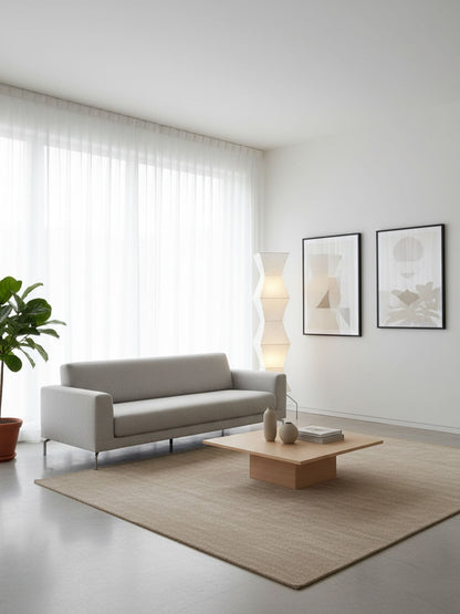 Japanese-Inspired Paper Floor Lamp White Mulberry Shade Tall Standing Light for Living Room Bedroom Reading Nook Sculptural Accent