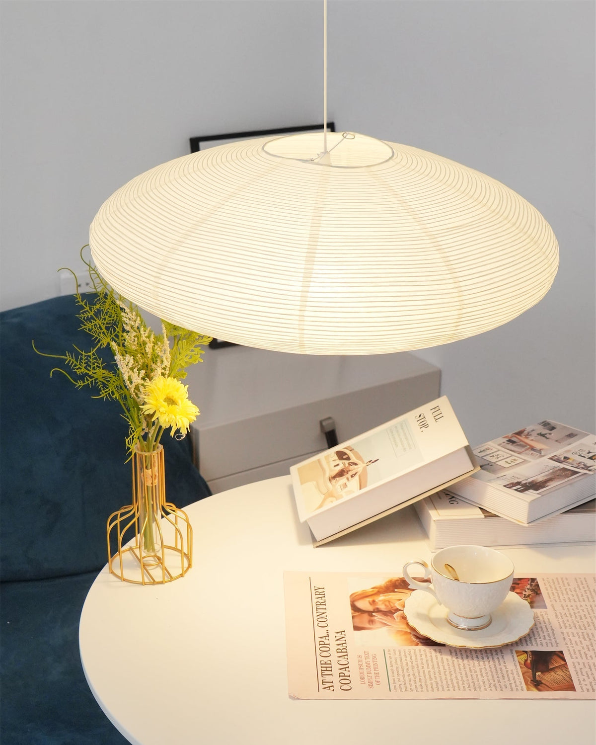 Handmade Rice Paper Sphere Pendant Lamp for Dining Room & Bedroom | Sculptural Ceiling Fixture with Adjustable Cord | E26 Edison Bulb Compat