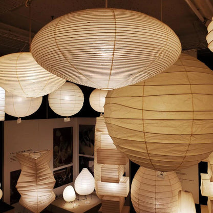 Handcrafted Paper Shade Ceiling Light with Adjustable Cord White Hanging Fixture for Bedroom Living Room Kitchen Dining Modern Indoor Lamp