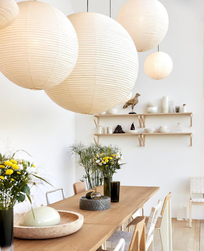 Handmade Paper Globe Drop Light for Kitchen Island & Dining Room – Adjustable Cable, E26 Socket, Soft Ambient Glow – Modern Overhead Fixture