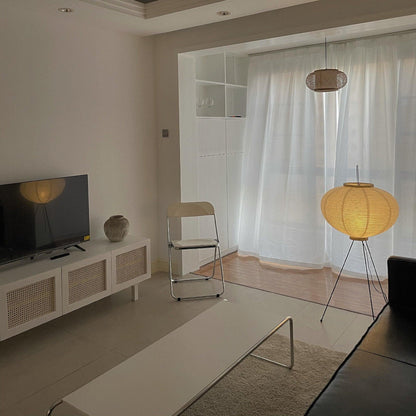 Japanese-Inspired Paper Floor Lamp White Mulberry Shade Tall Standing Light for Living Room Bedroom Reading Nook Sculptural Accent