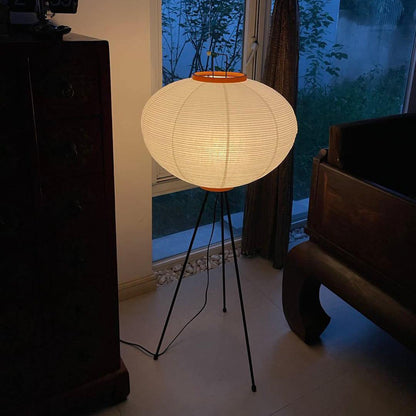 Japanese-Inspired Paper Floor Lamp White Mulberry Shade Tall Standing Light for Living Room Bedroom Reading Nook Sculptural Accent
