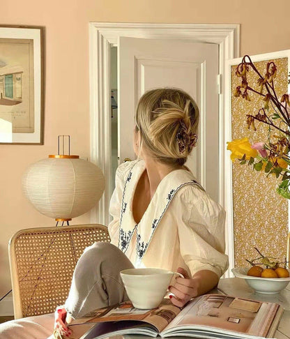 Japanese-Inspired Paper Floor Lamp White Mulberry Shade Tall Standing Light for Living Room Bedroom Reading Nook Sculptural Accent