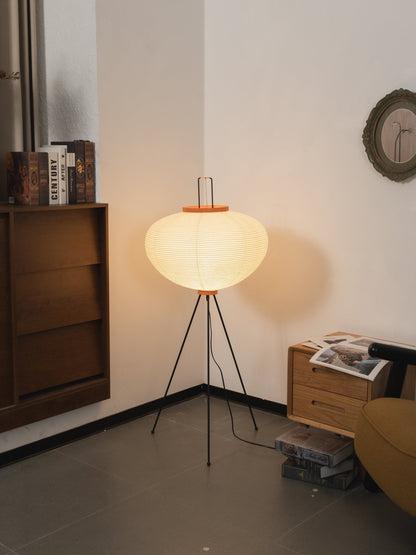 Japanese-Inspired Paper Floor Lamp White Mulberry Shade Tall Standing Light for Living Room Bedroom Reading Nook Sculptural Accent