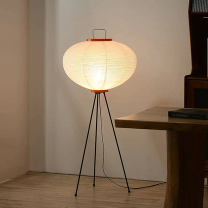 Handcrafted Paper Shade Floor Lamp 48 in Tall Warm White LED Light for Living Room Bedroom Reading Nook Minimalist Japanese Scandinavian Ins