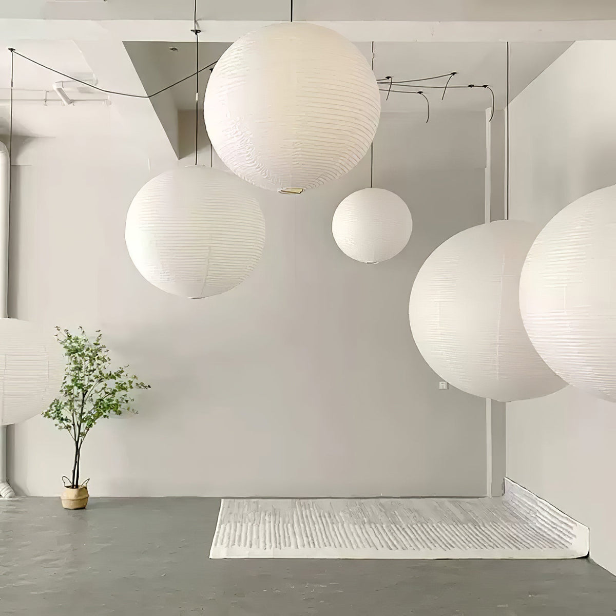 Handmade Paper Globe Drop Light for Kitchen Island & Dining Room – Adjustable Cable, E26 Socket, Soft Ambient Glow – Modern Overhead Fixture