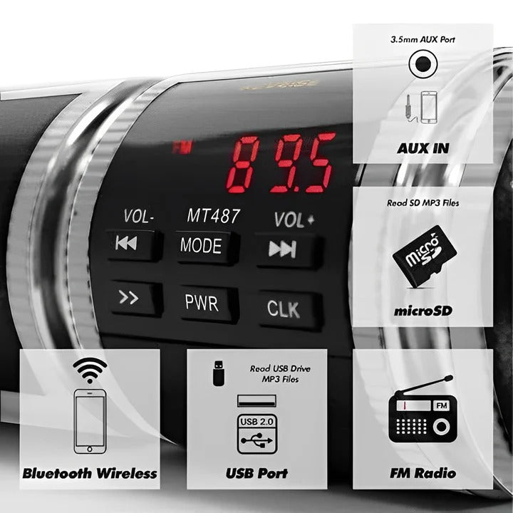 Rider's Sound | Motorcycle Bluetooth Audio System with FM Radio & USB Connectivity | Enhanced Riding Experience