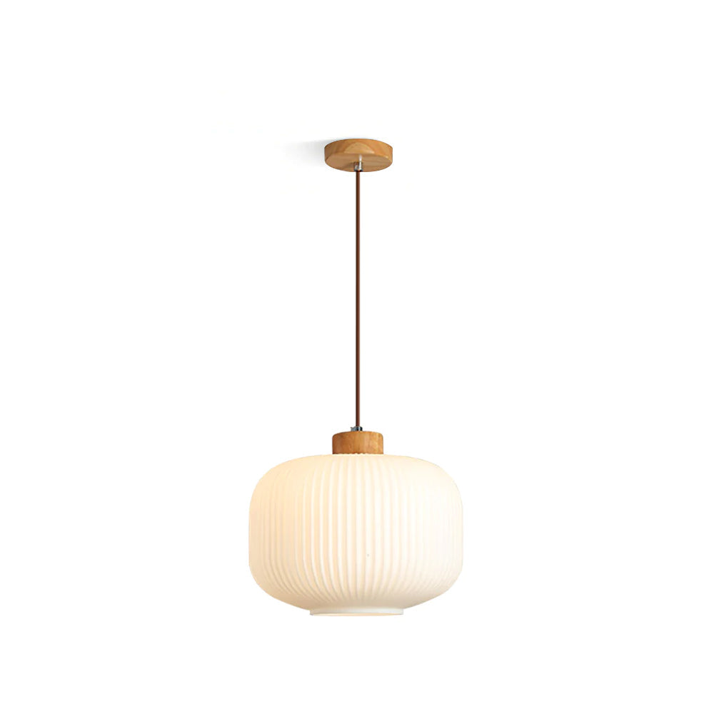 Hanging Ceiling Light with Frosted Shade and Natural Accents for Kitchen Island Dining Room Bedroom | Modern Drop Fixture E26 Socket 110V In