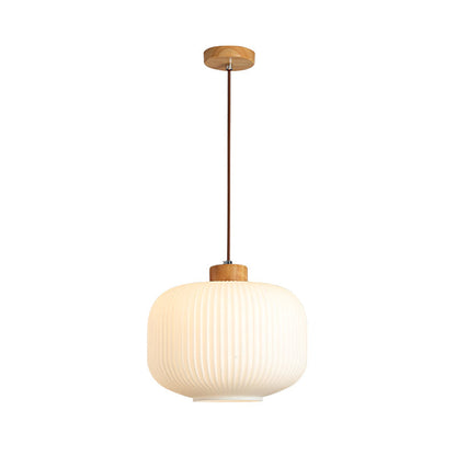 Hanging Ceiling Light with Frosted Shade and Natural Accents for Kitchen Island Dining Room Bedroom | Modern Drop Fixture E26 Socket 110V In