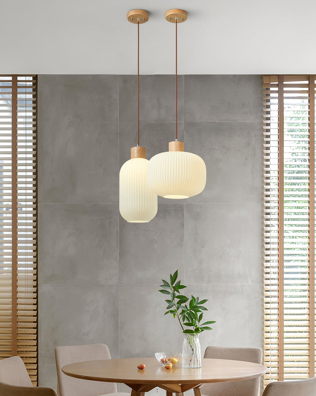 Hanging Ceiling Light with Frosted Shade and Natural Accents for Kitchen Island Dining Room Bedroom | Modern Drop Fixture E26 Socket 110V In
