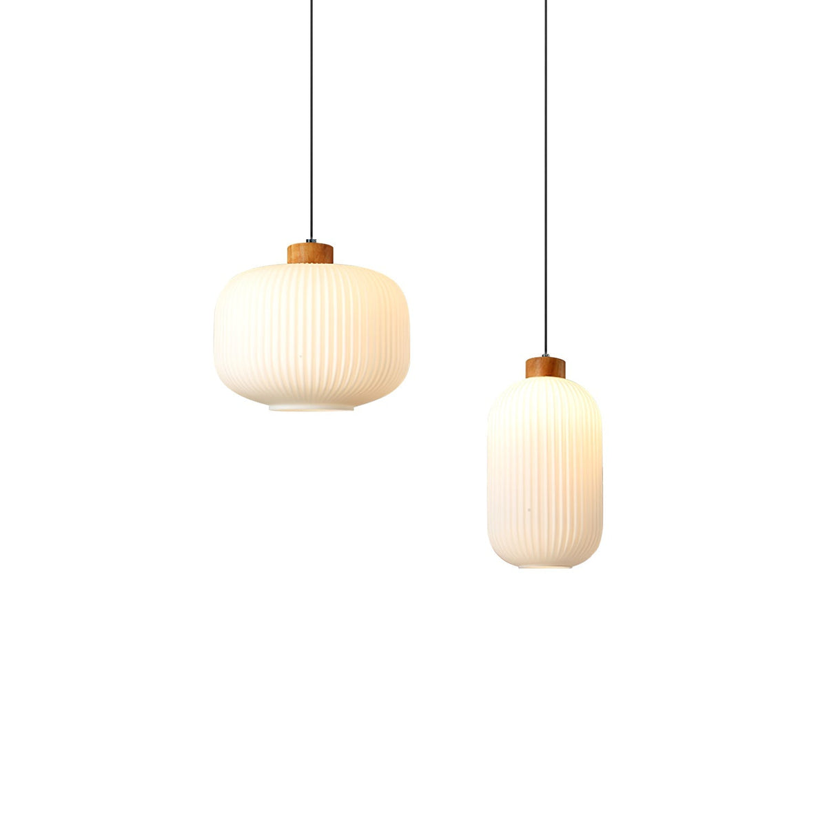 Hanging Ceiling Light with Frosted Shade and Natural Accents for Kitchen Island Dining Room Bedroom | Modern Drop Fixture E26 Socket 110V In
