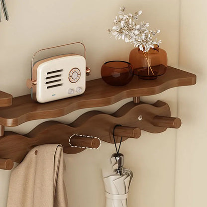 Ripple Collection | Wall Mounted Coat Rack with Shelf & Hooks | Stylish Storage Solution for Organized Entryways