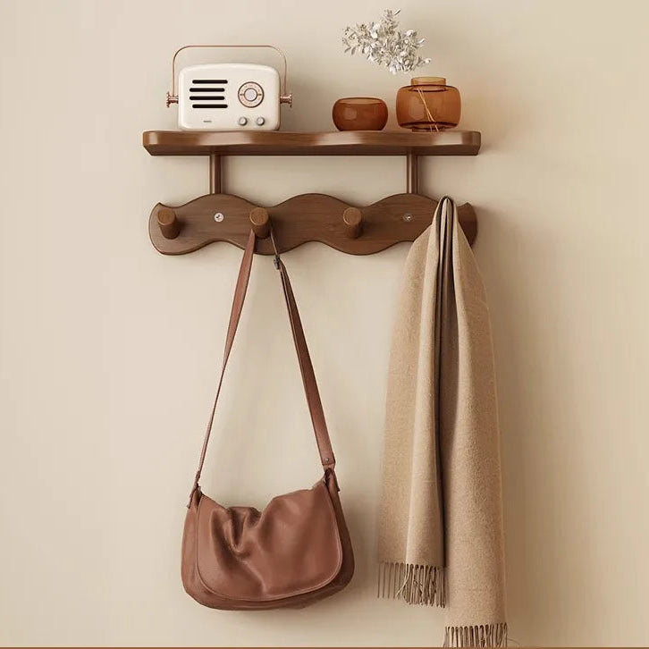 Ripple Collection | Wall Mounted Coat Rack with Shelf & Hooks | Stylish Storage Solution for Organized Entryways
