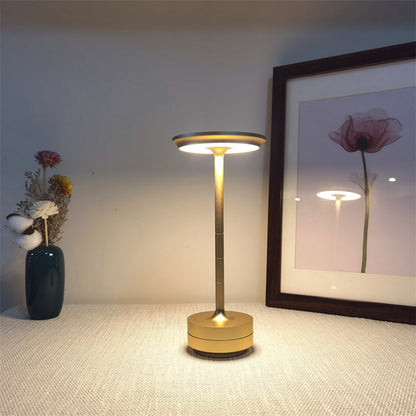 Rechargeable LED Desk Lamp with Touch Control - 3 Brightness Levels & Adjustable Color Temperature - Compact Metal Design for Nightstand, Of