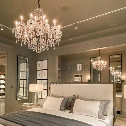 Grand Statement Crystal Chandelier 60 Inch Round Wrought Metal 49-Light Fixture for Foyer Dining Room High Ceiling