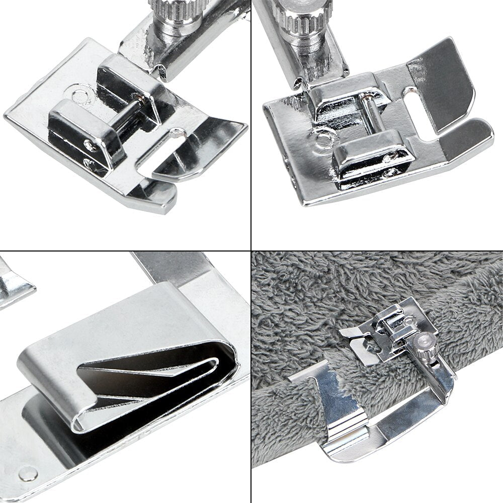 Metal Rolled Hem Foot Set for Sewing Machines – 3 Sizes 0.5", 0.7", 1.0" – Universal Attachment for Clean Edge Finishes on Clothing Curtains