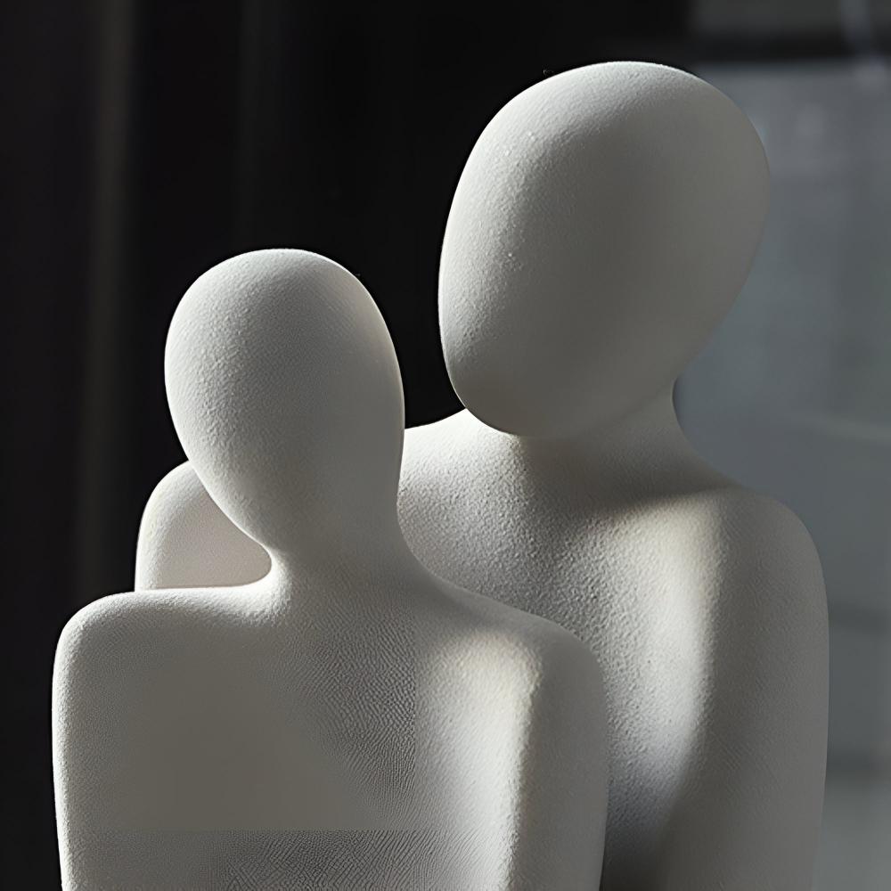 Romara Ceramic Sculpture - Elegant Couple Design, Grey Finish